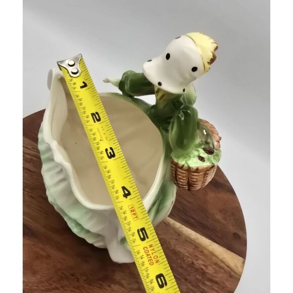 Vintage Lady Planter Green Dress Ceramic Figurine ~ Cottage Mothers Day - Picture 11 of 16